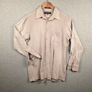 Brandini le collezioni Mens Tan Faux Suede Button Down Shirt Long Sleeve Size M